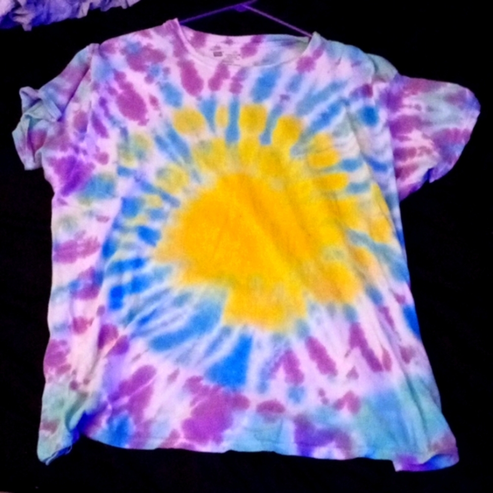 Tie Dye Shirt Blue Purple Neon Yellow